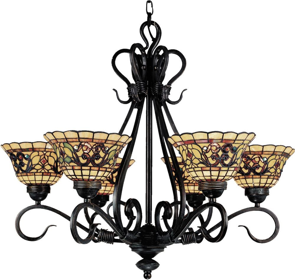 Tiffany Buckingham 6 Light Chandelier In Vintage Antique