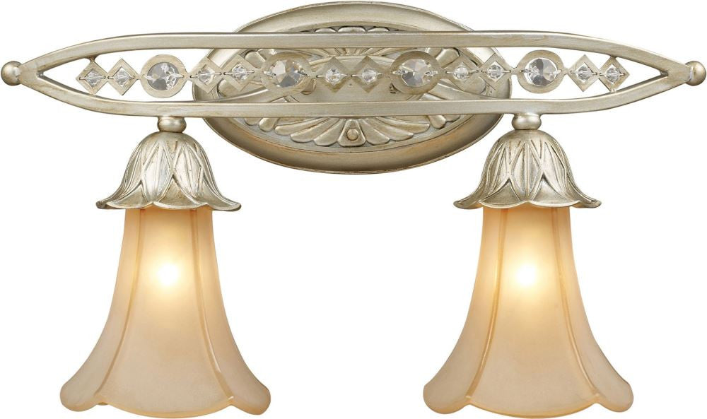 Chelsea 2 Light Sconce In Aged Silver and Beige Frosted Glass