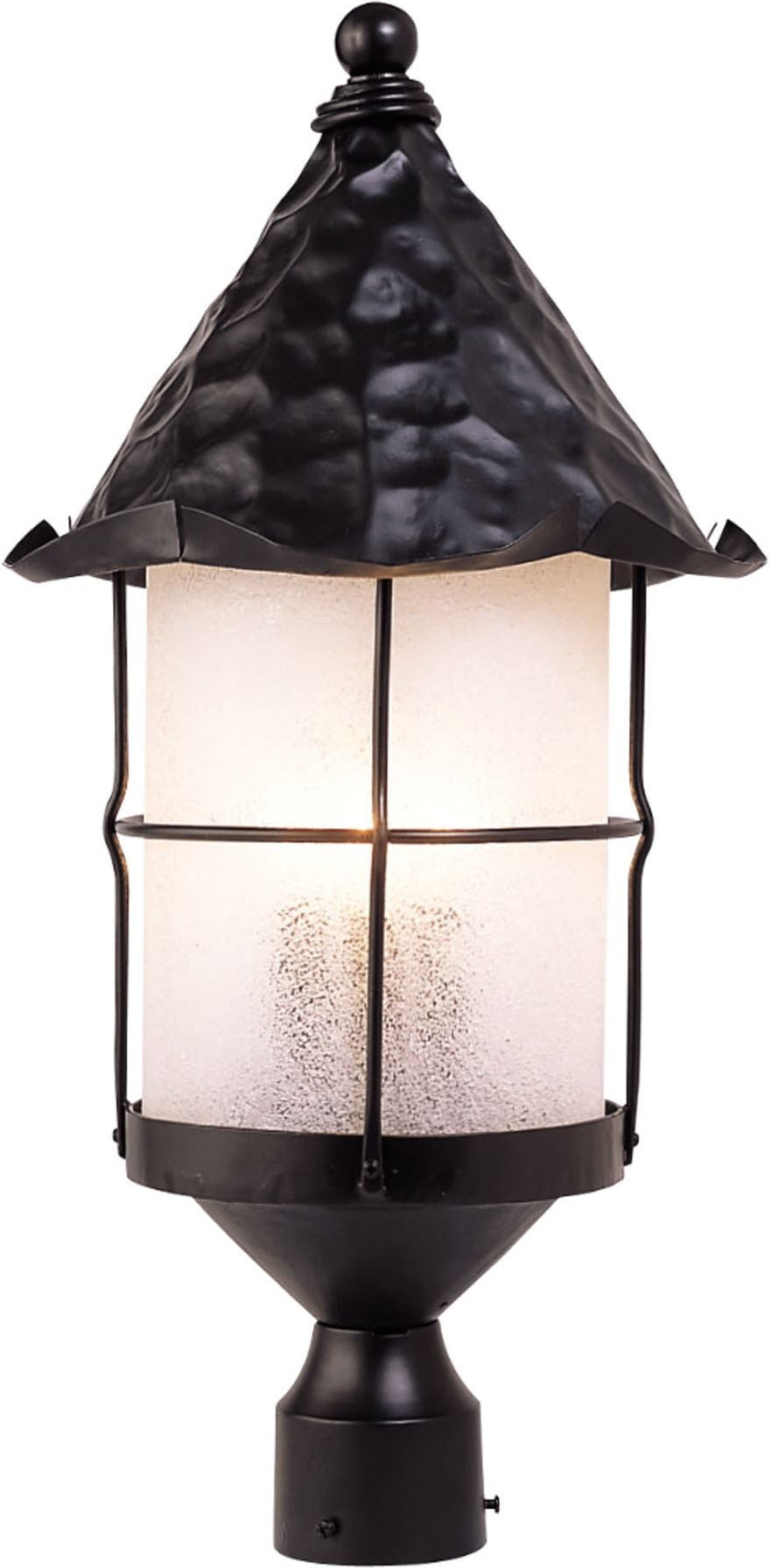 Rustica 3 Light Outdoor Post Lamp In Matte Black and Scavo Glass