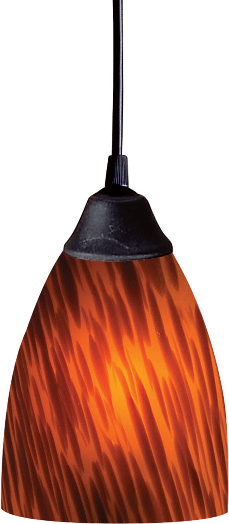 Classico 1 Light Led Pendant In Dark Rust and Espresso Glass