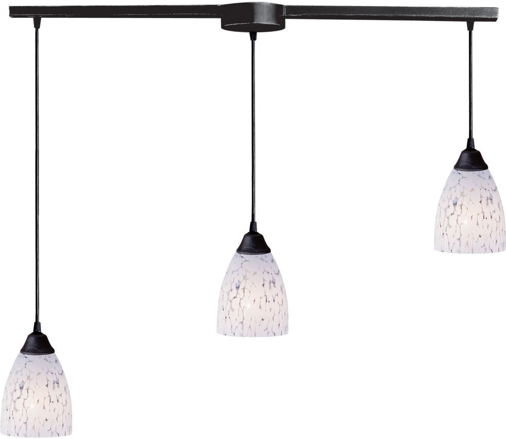 Classico 3 Light Pendant In Dark Rust and Snow White Glass