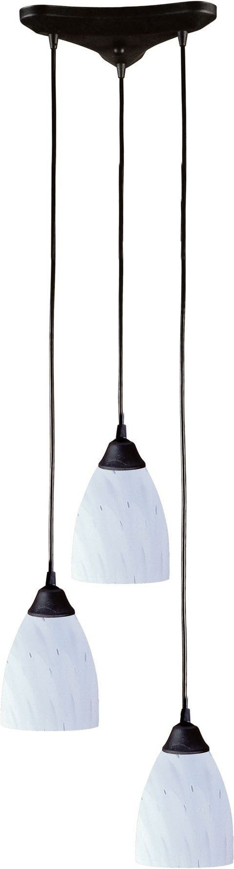 Classico 3 Light Pendant In Dark Rust and Simply White Glass