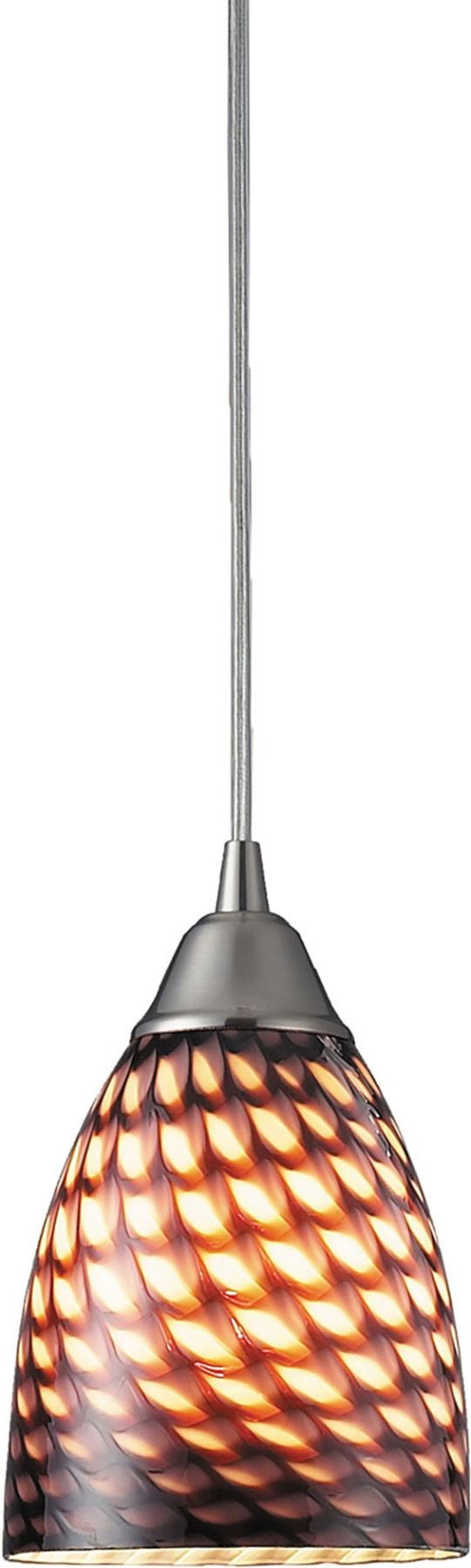 Arco Baleno 1 Light Led Pendant In Satin Nickel and Coco Glass
