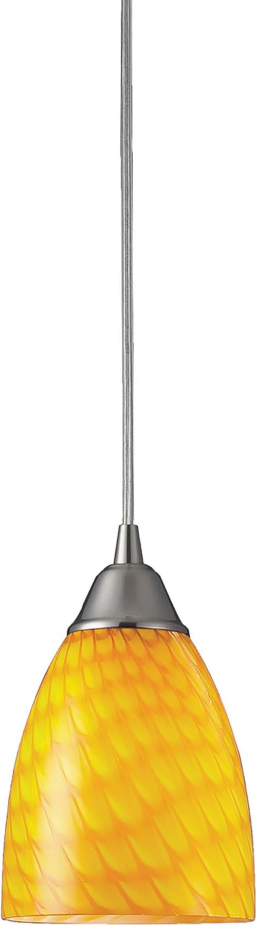 Arco Baleno 1 Light Pendant In Satin Nickel and Canary Glass