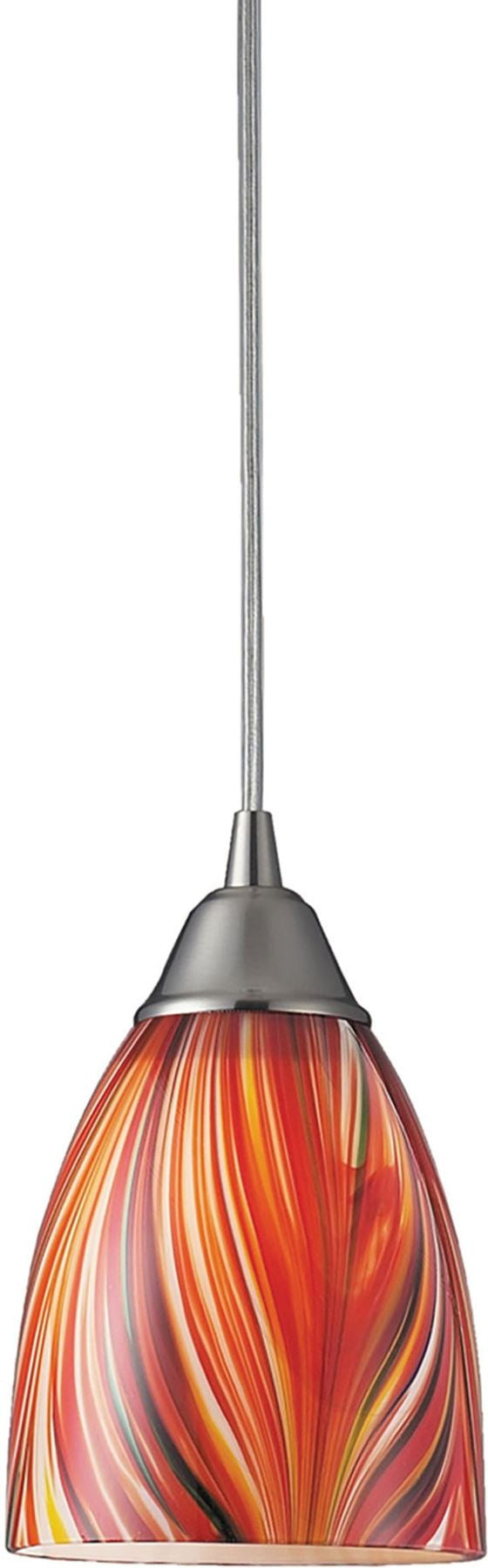 Arco Baleno 1 Light Led Pendant In Satin Nickel and Multi Glass