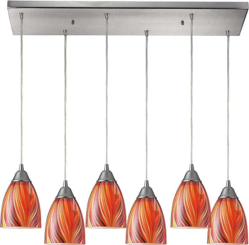 Arco Baleno 6 Light Pendant In Satin Nickel