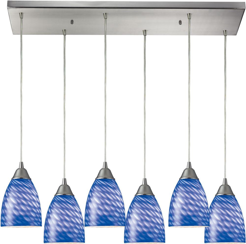 Arco Baleno 6 Light Pendant In Satin Nickel