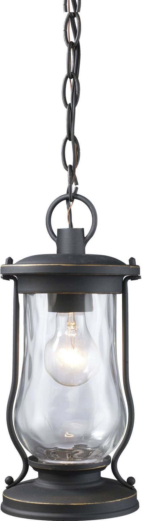 Farmstead 1 Light Outdoor Pendant In Matte Black