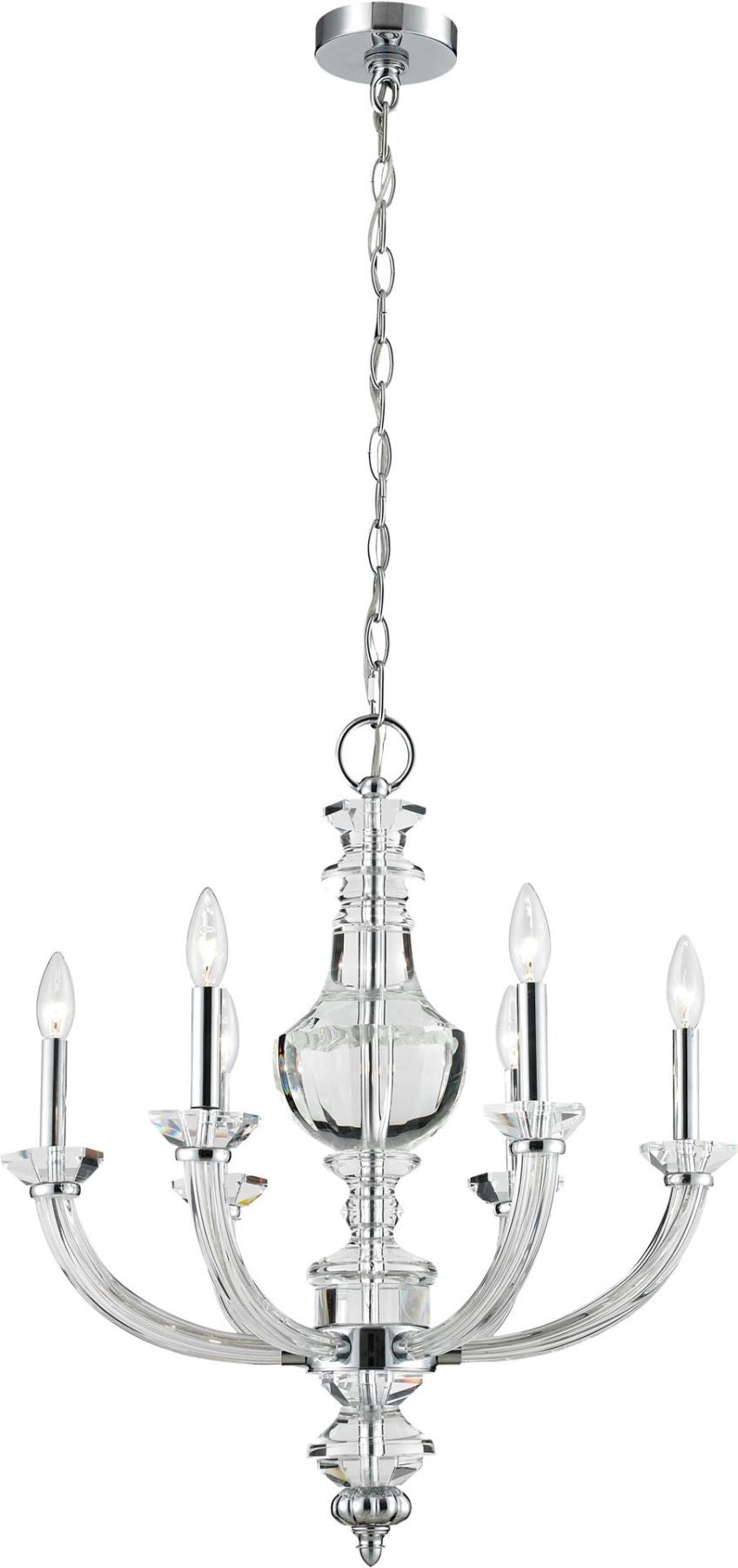 Donaldson 6 Light Chandelier In Polished Chrome and Clear Crystal