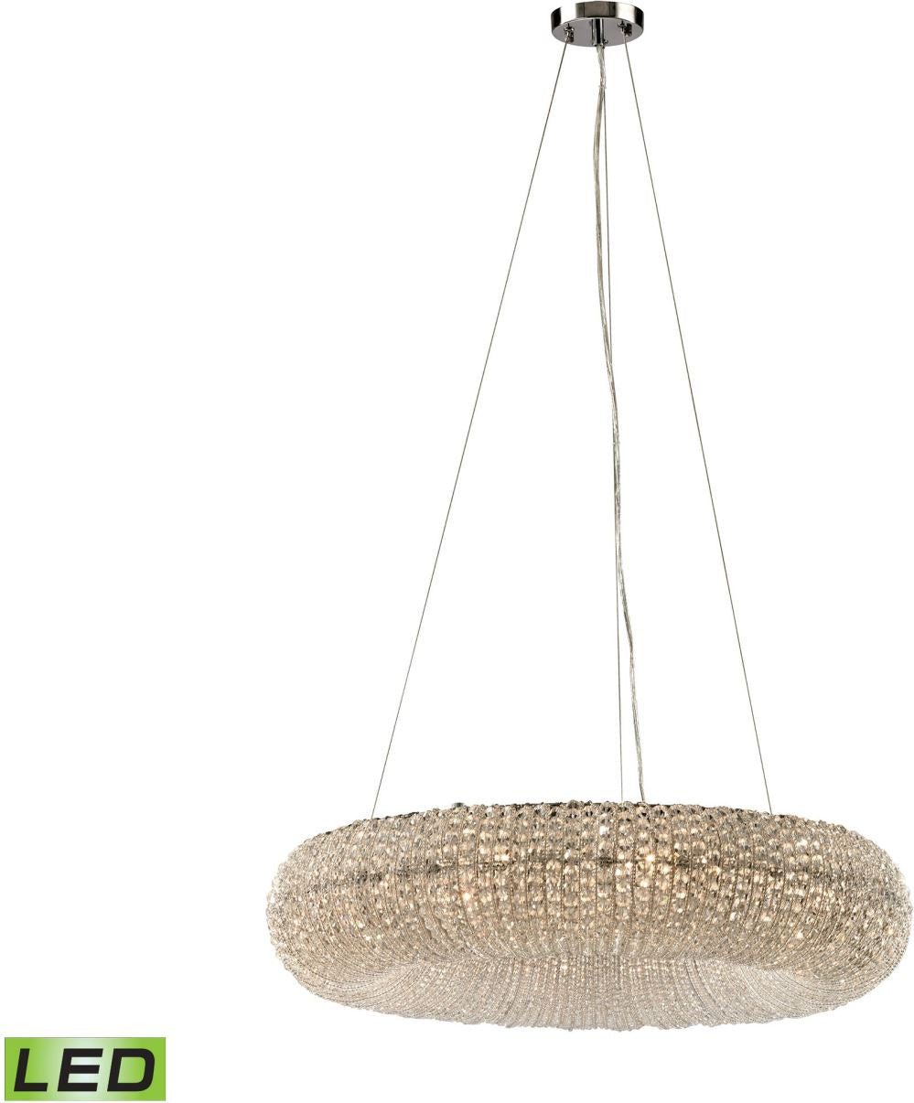 Crystal Ring 10 Light Led Chandelier In Polished Chrome