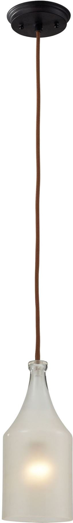 Skylar 1 Light Pendant In Oiled Bronze and Frosted Glass