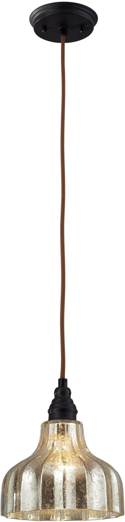 Danica 1 Light Pendant In Oiled Bronze and Mercury Glass