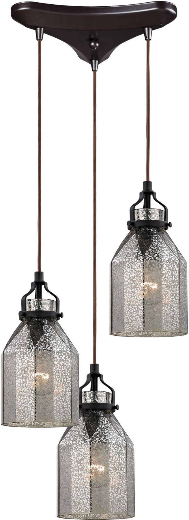 Danica 3 Light Pendant In Oil Rubbed Bronze and Mercury Glass