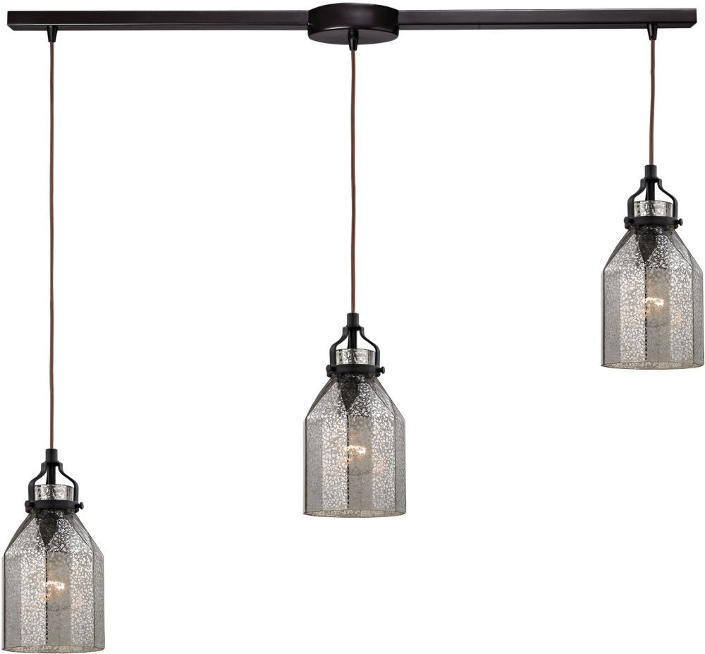 Danica 3 Light Pendant In Oil Rubbed Bronze and Mercury Glass