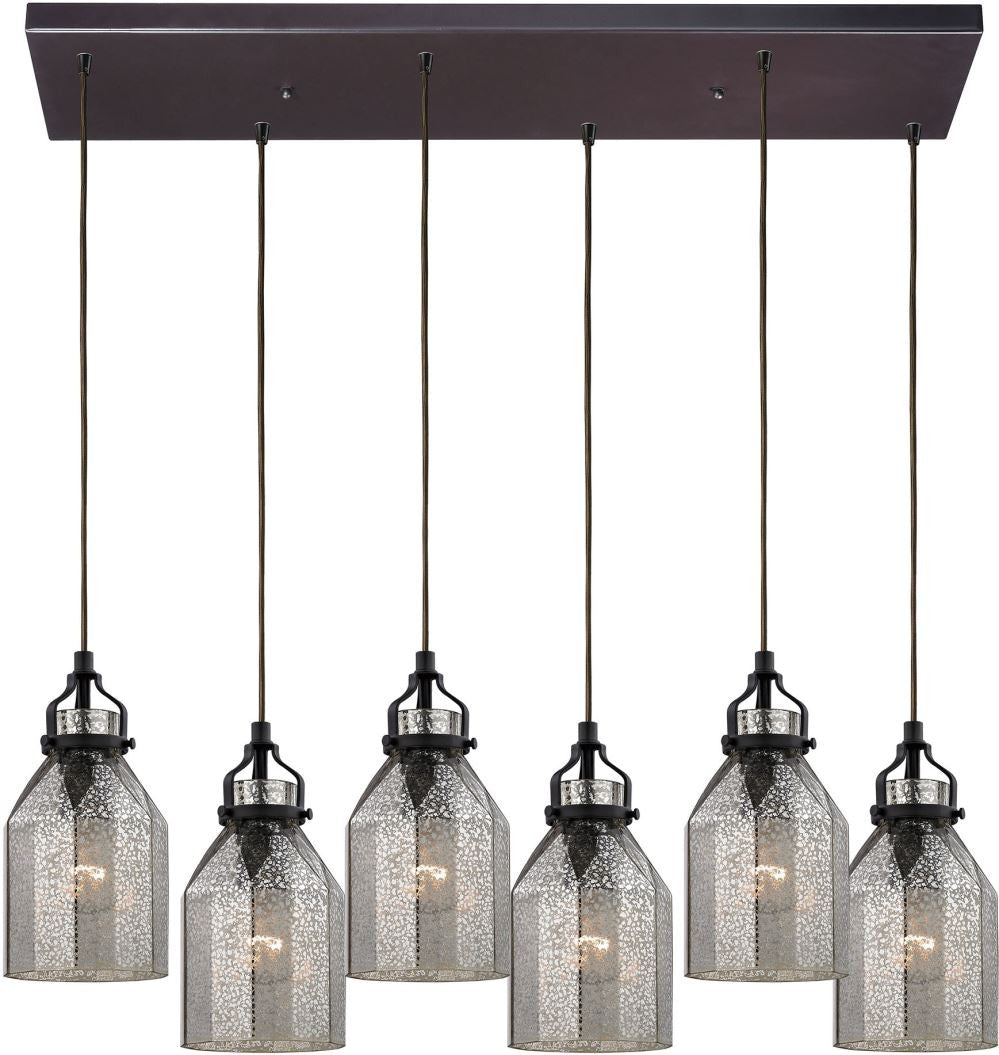 Danica 6 Light Pendant In Oil Rubbed Bronze and Mercury Glass