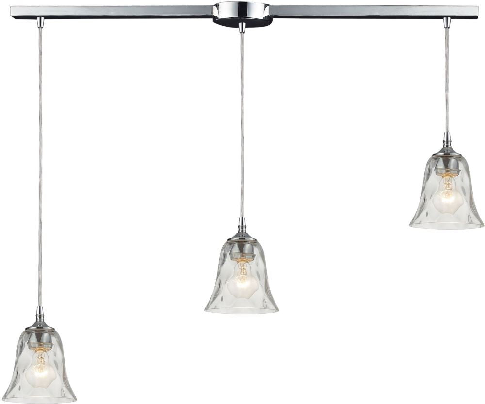 Darien 3 Light Pendant In Polished Chrome and Clear Glass
