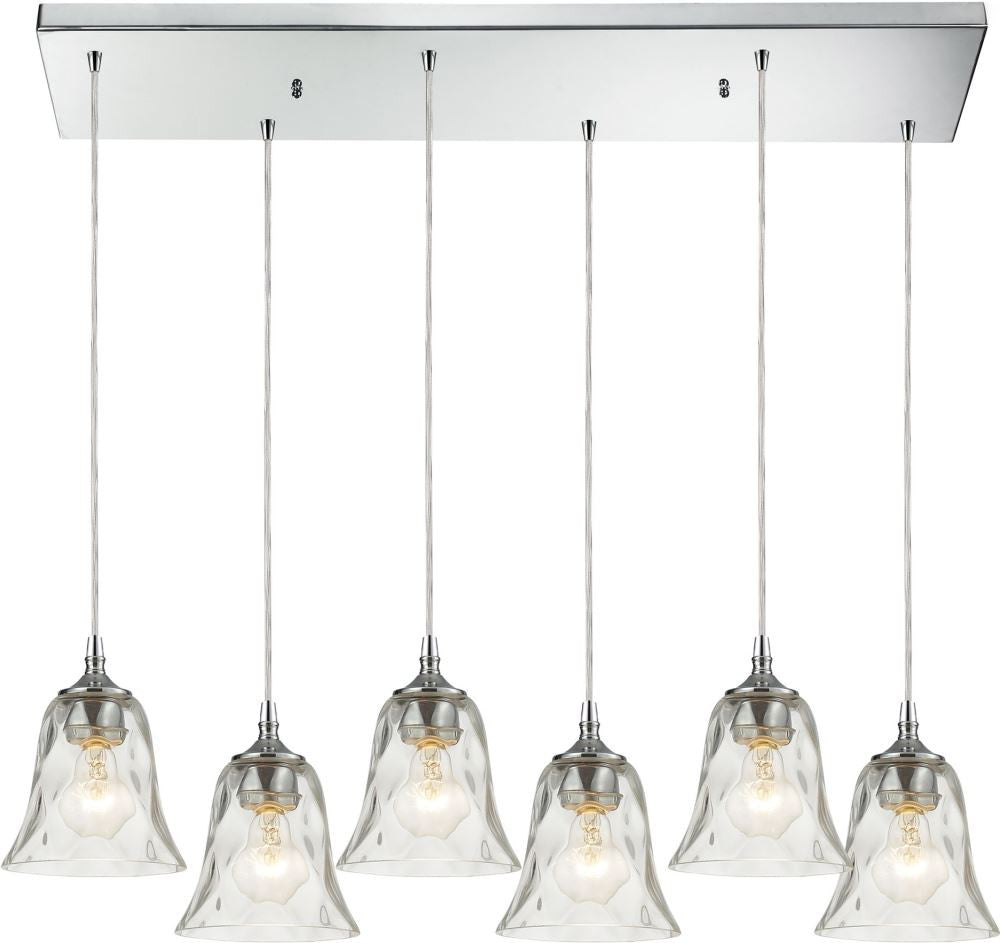 Darien 6 Light Pendant In Polished Chrome and Clear Glass