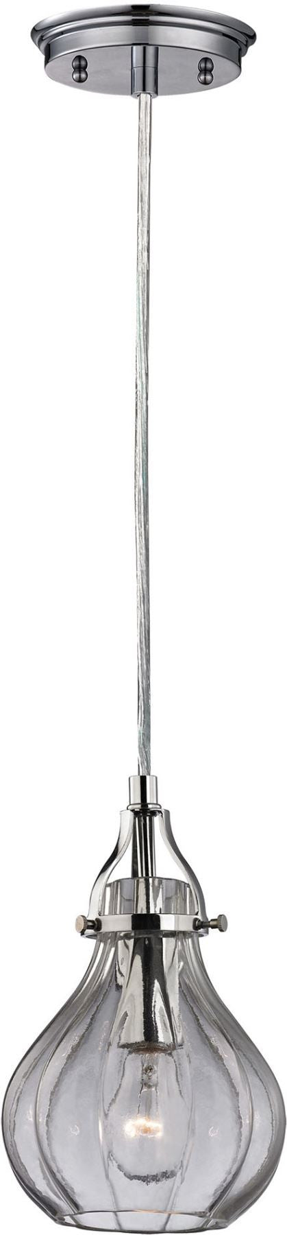Danica 1 Light Pendant In Polished Chrome and Clear Glass