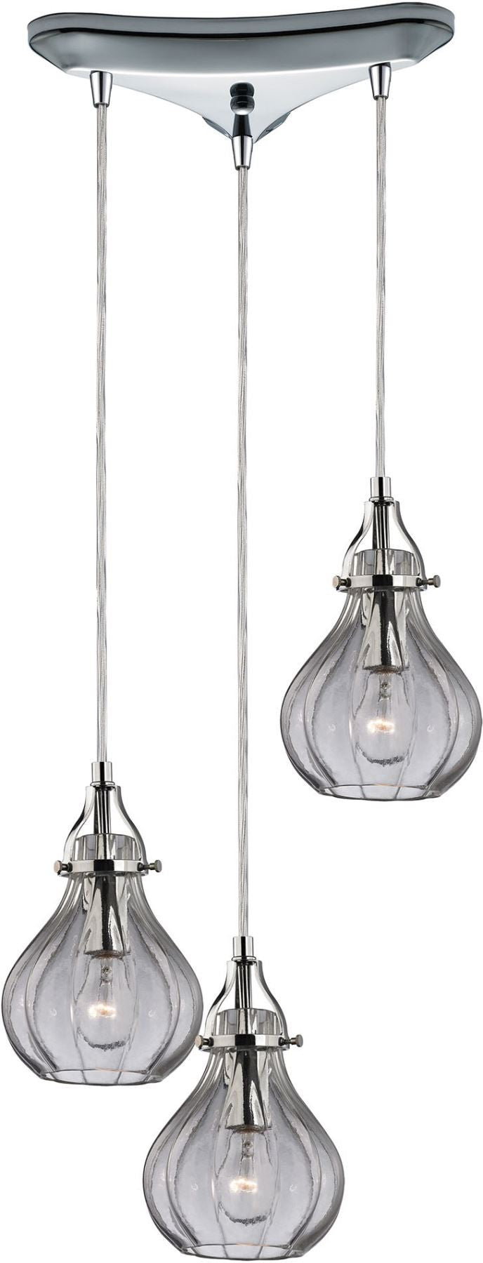 Danica 3 Light Pendant In Polished Chrome and Clear Glass