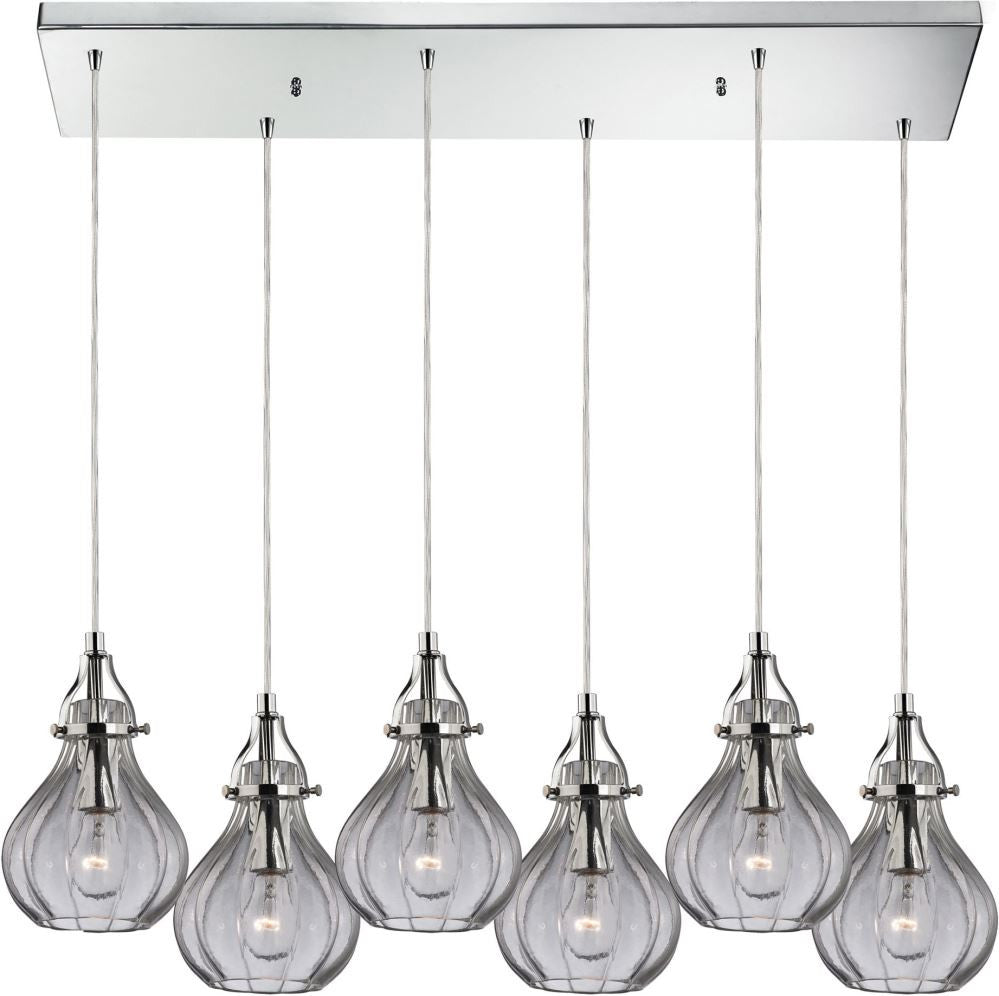 Danica 6 Light Pendant In Polished Chrome and Clear Glass