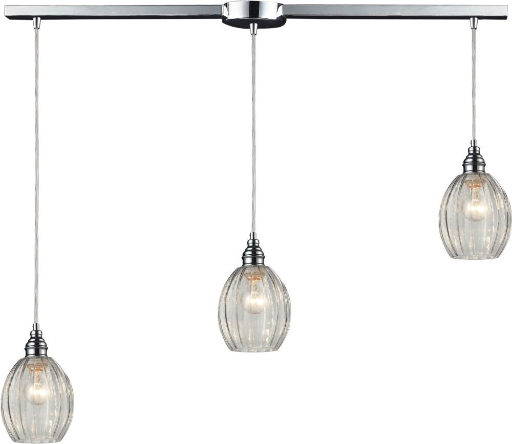 Danica 3 Light Pendant In Polished Chrome and Clear Glass