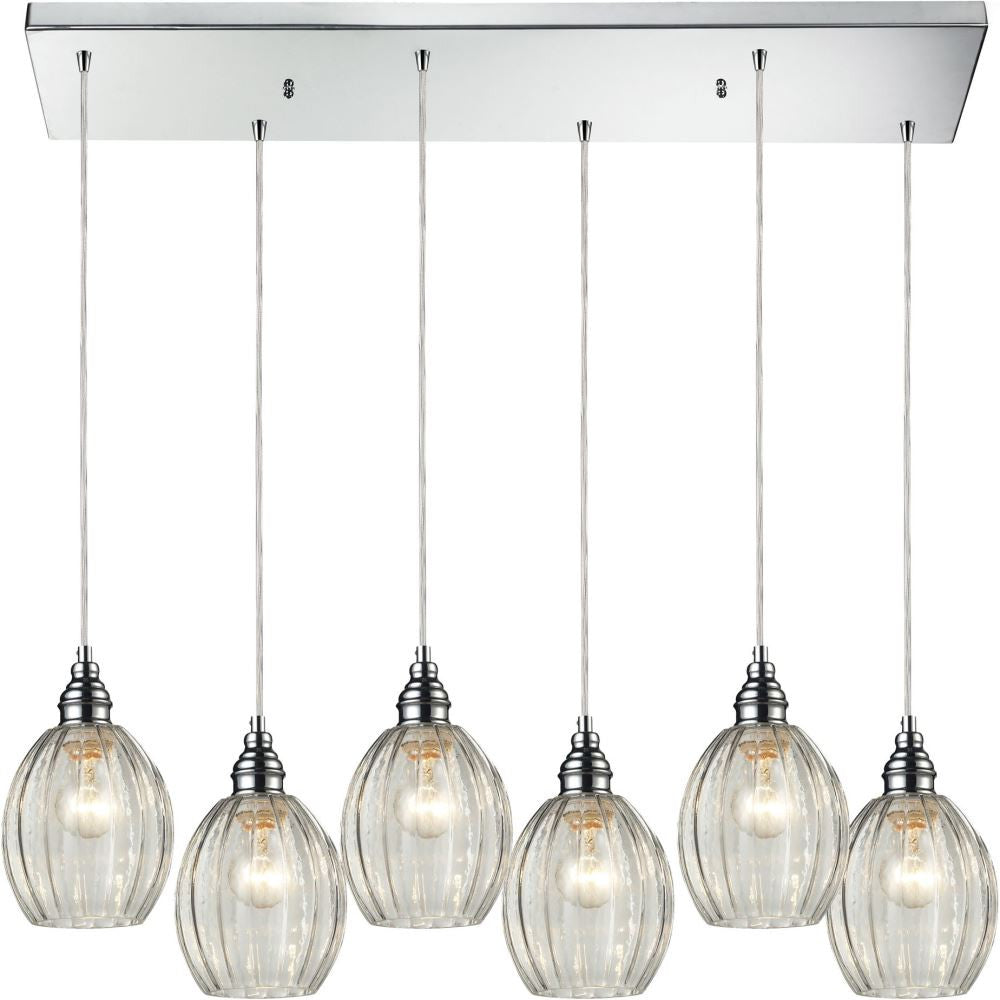 Danica 6 Light Pendant In Polished Chrome and Clear Glass