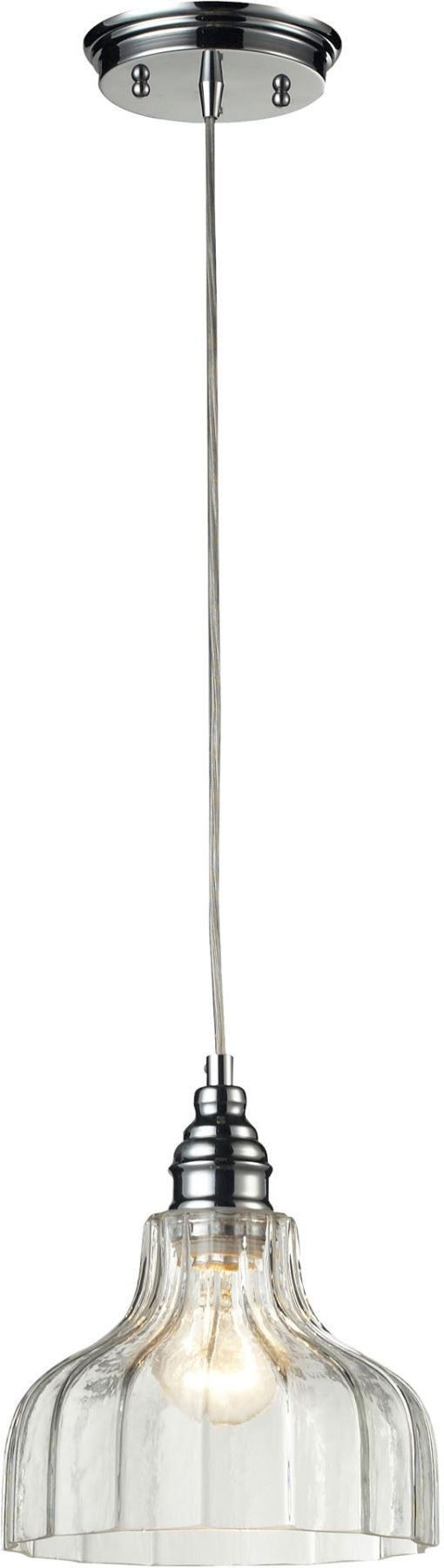 Danica 1 Light Pendant In Polished Chrome and Clear Glass