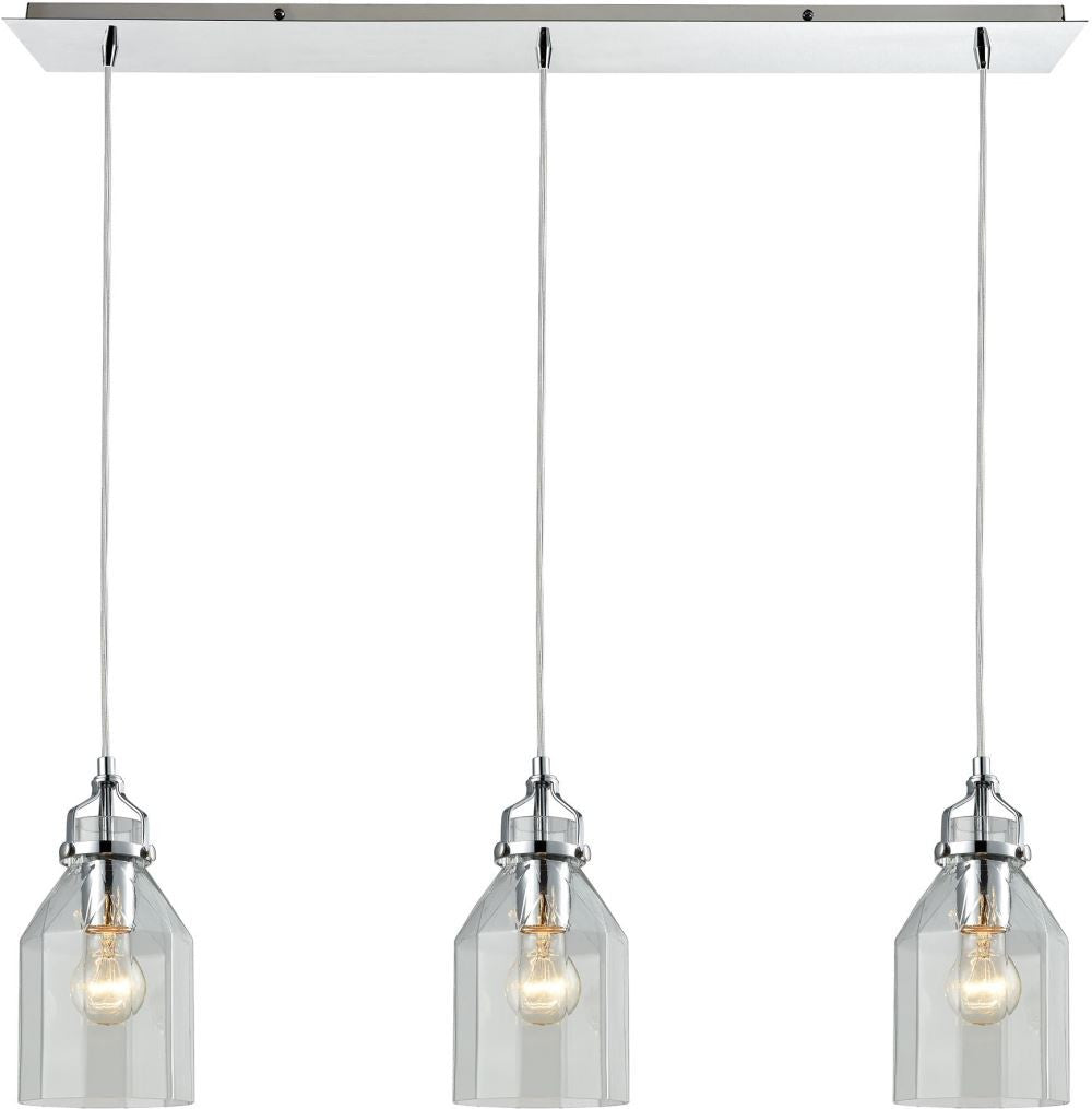 Danica 3 Light Linear Pendant In Polished Chrome