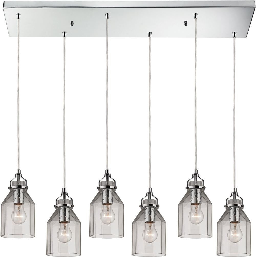 Danica 6 Light Pendant In Polished Chrome and Clear Glass