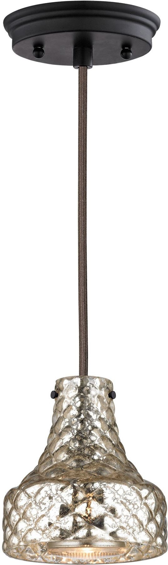 Danica 1 Light Pendant In Oil Rubbed Bronze and Mercury Glass