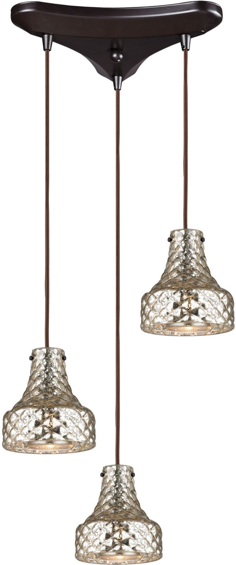Danica 3 Light Pendant In Oil Rubbed Bronze and Mercury Glass