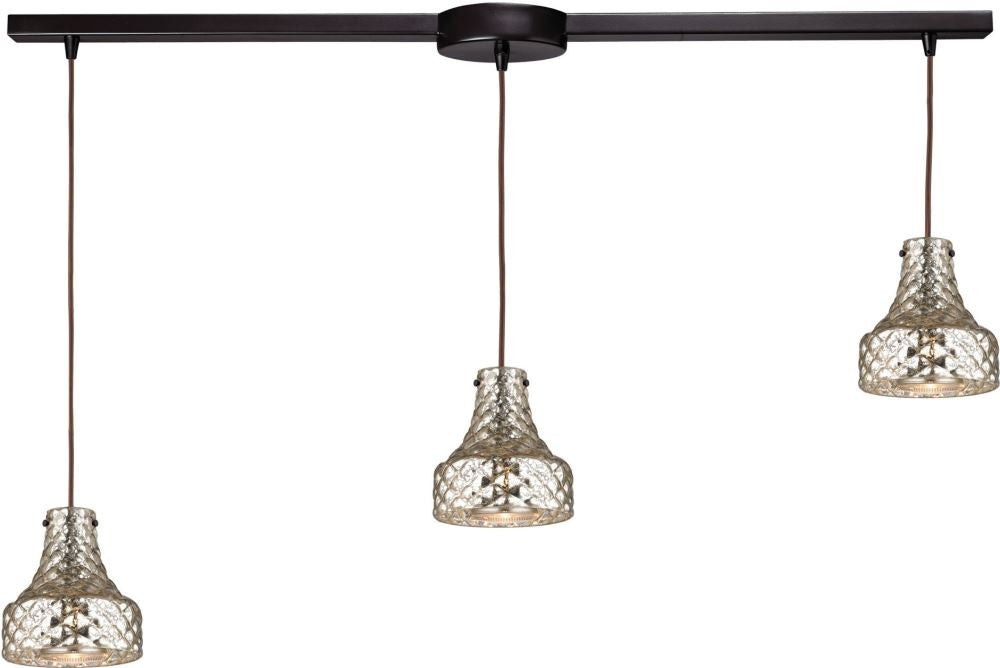Danica 3 Light Pendant In Oil Rubbed Bronze and Mercury Glass