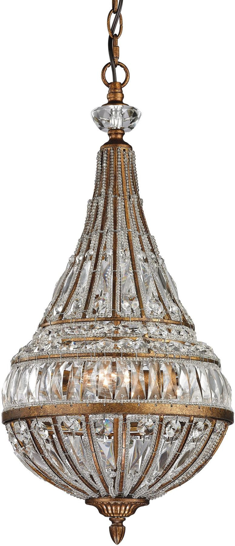 Empire 3 Light Pendant In Mocha and Clear Crystal