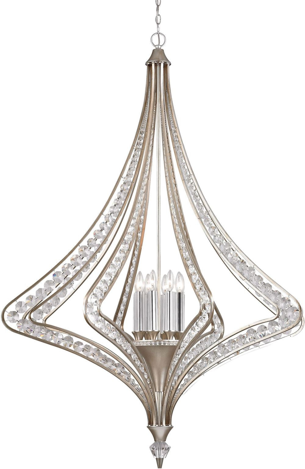Ventoux 8 Light Chandelier In Satin Silver and Clear Crystal