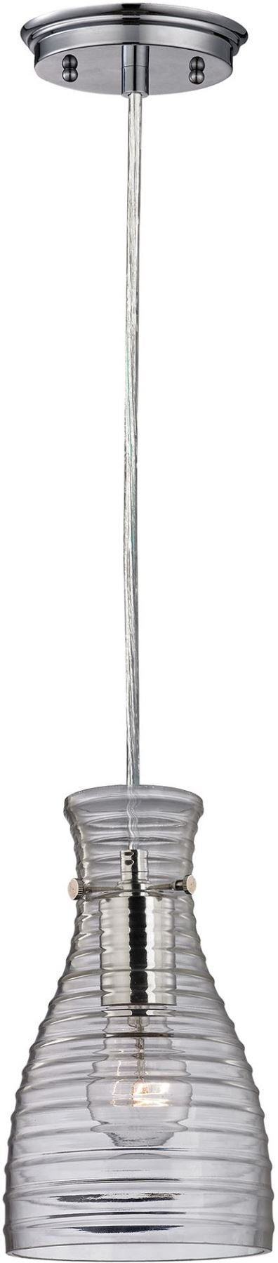 Strata 1 Light Mini Pendant In Polished Chrome and Clear Glass