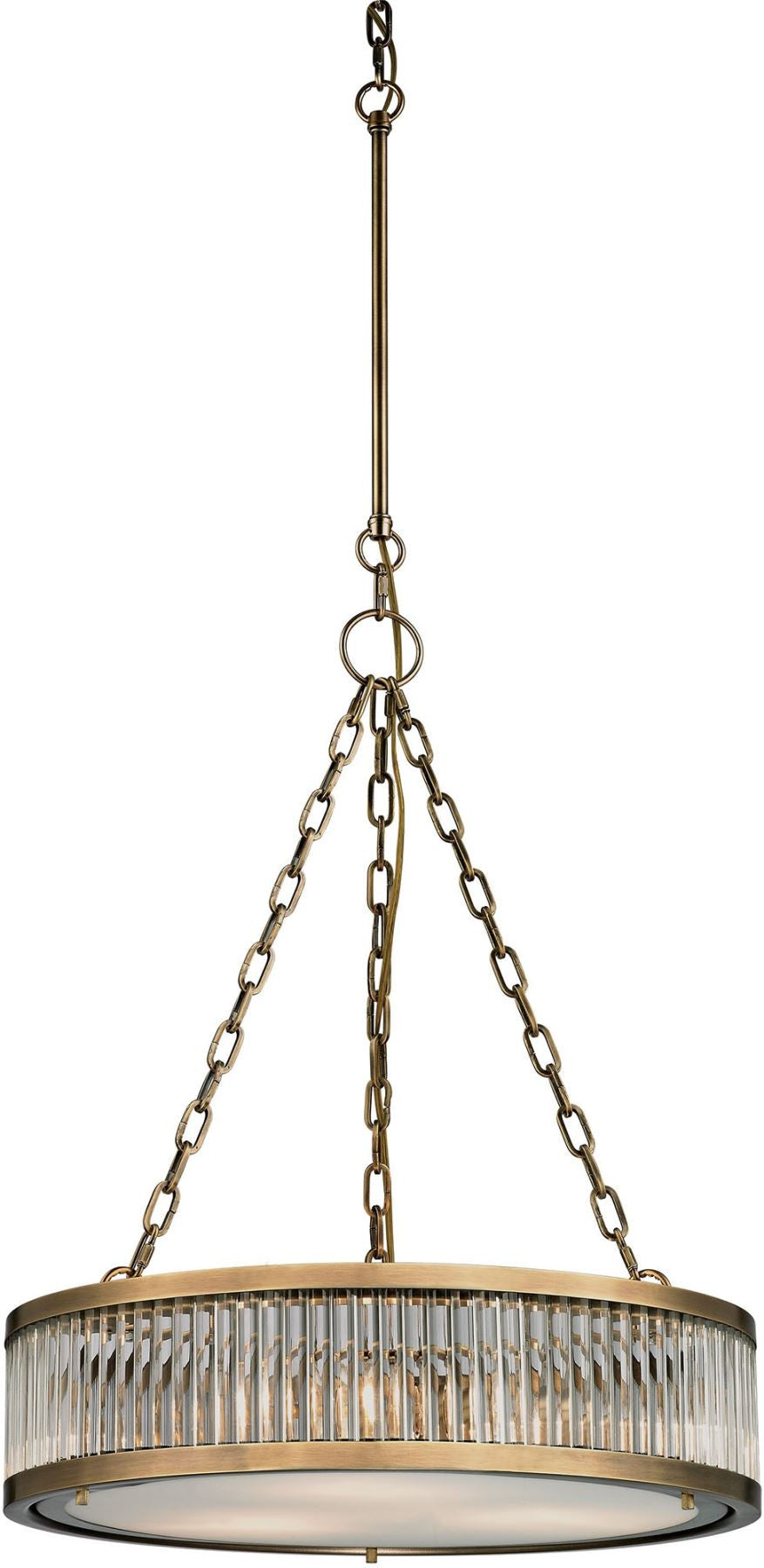 Linden Manor 3 Light Pendant In Crystal and Aged Brass