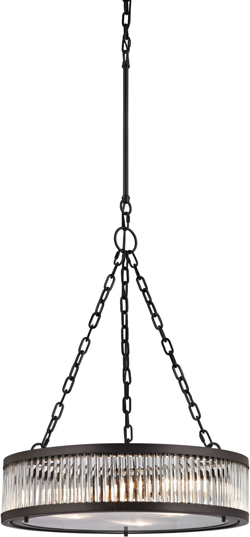 Linden Manor 3 Light Pendant In Crystal and Oil Rubbed Bronze