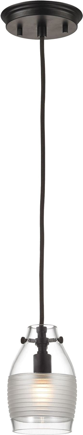 Carved Glass 1 Light Pendant In Oil Rubbed Bronze