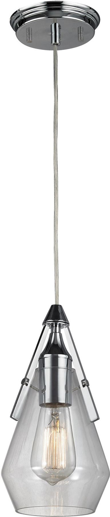 Duncan 1 Light Pendant In Polished Chrome and Clear Glass