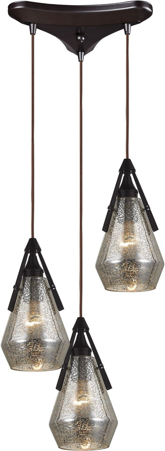 Duncan 3 Light Pendant In Oil Rubbed Bronze and Antique Mercury Glass