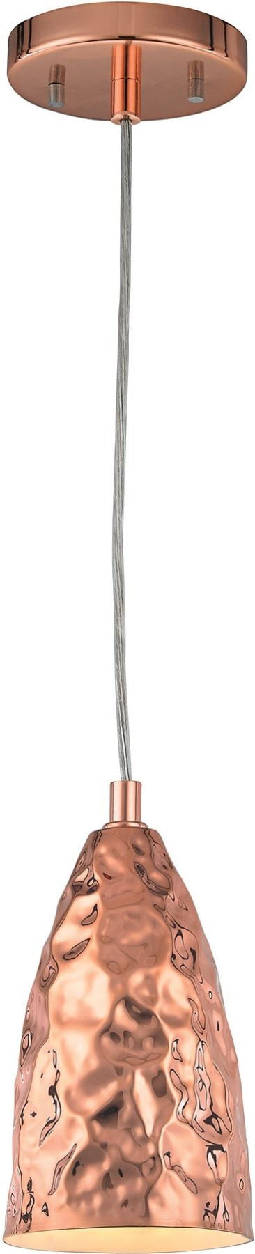 Hammersmith 1 Light Pendant In Hammered Polished Copper
