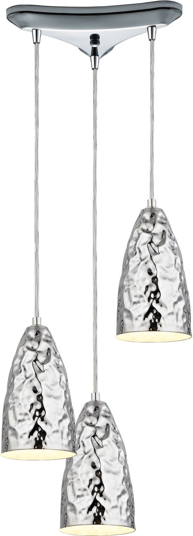 Hammersmith 3 Light Pendant In Hammered Polished Chrome
