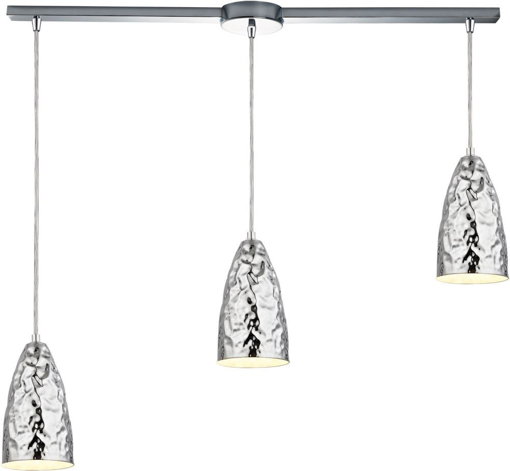Hammersmith 3 Light Pendant In Hammered Polished Chrome