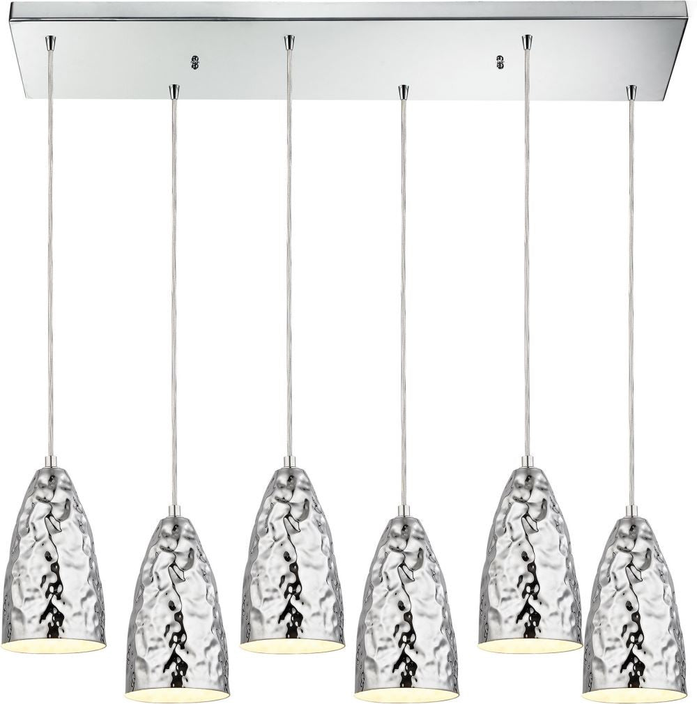 Hammersmith 6 Light Pendant In Hammered Polished Chrome