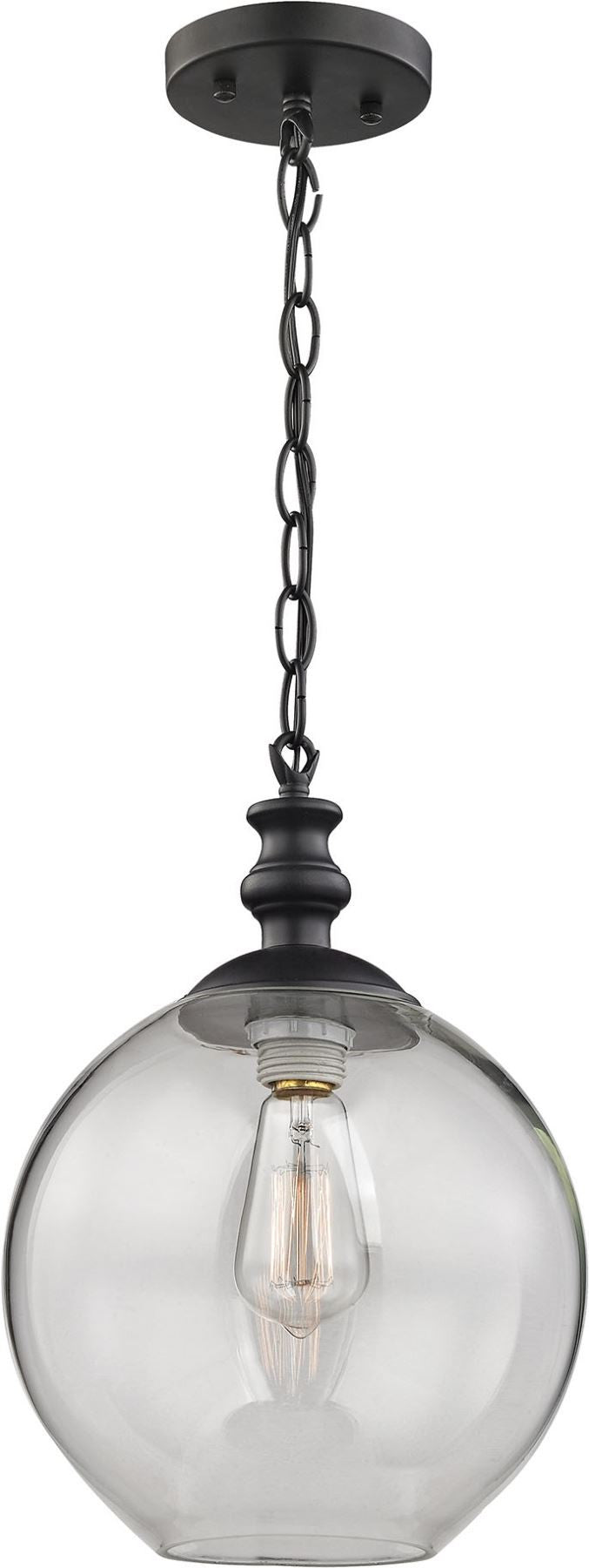 Bergen 1 Light Pendant In Oil Rubbed Bronze and Clear Glass