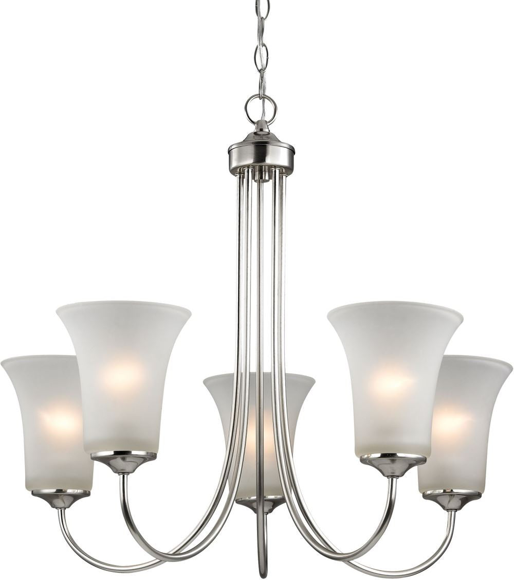Charleston 5 Light Chandeier In Brushed Nickel