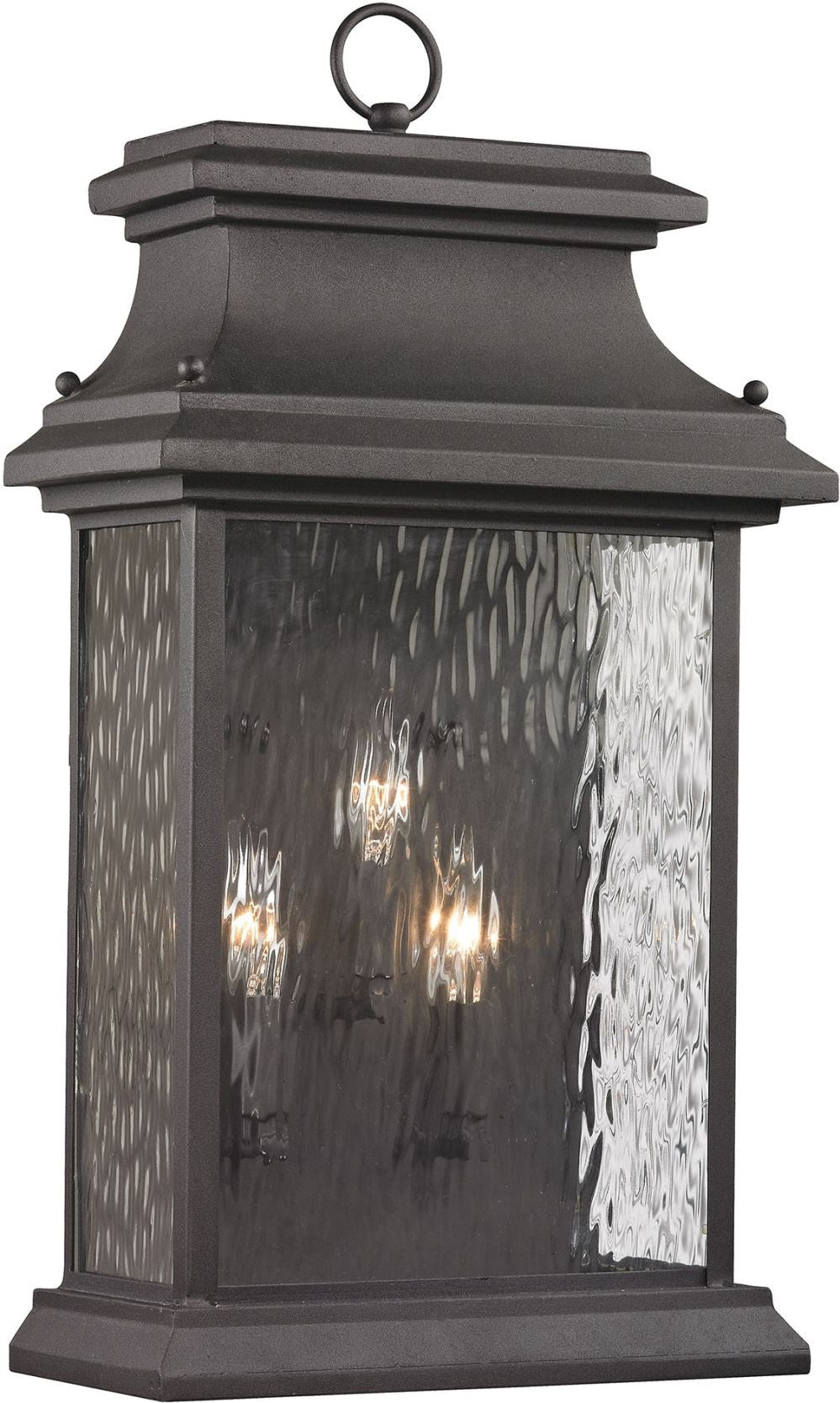 Forged Provincial 3 Light Outdoor Sconce In Charcoal