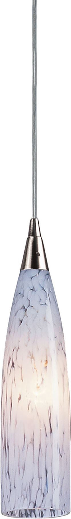 Lungo 1 Light Led Pendant In Satin Nickel and Snow White Glass