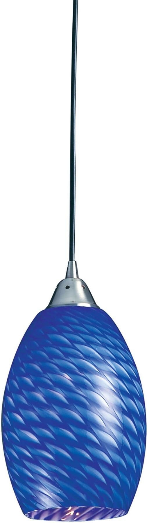 Mulinello 1 Light Led Pendant In Satin Nickel and Sapphire Glass