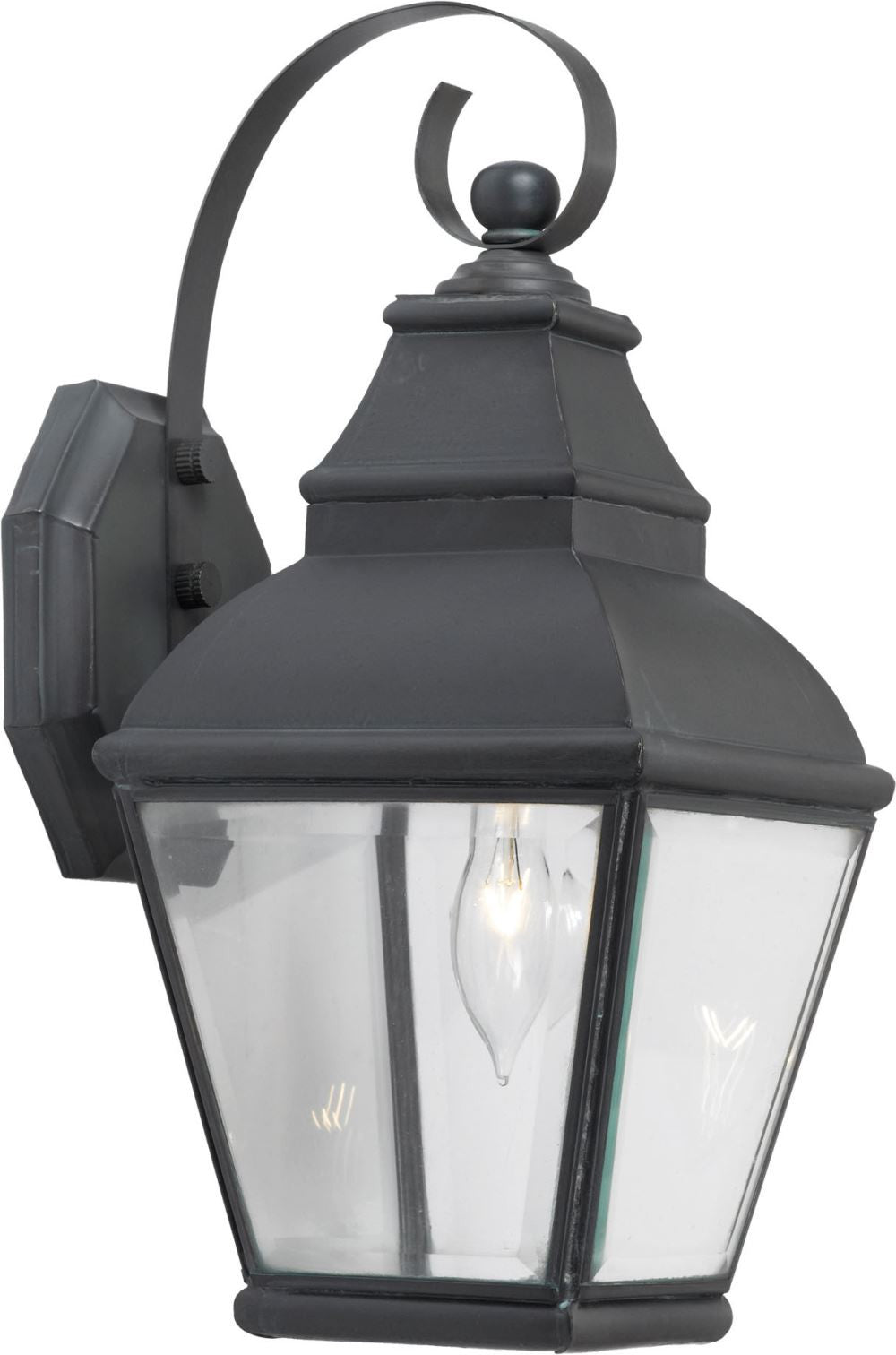 Bristol 1 Light Outdoor Wall Lantern In Charcoal and Beveled Glass